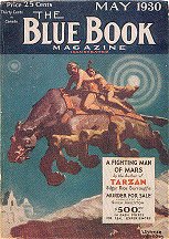 BB 45 back: A Fighting Man of Mars ~ Blue Book cover by Laurence Herndon 1930