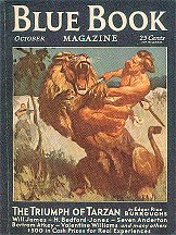 BB 49 back: Tarzan Triumphant: Blue Book cover art by Laurence Herndon 1931